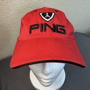 PING‎ Mr. Ping Man Logo Red Golf Hat Cap Strap Back